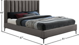 Nadia Velvet Bed - Luxe Wingback Design with High Tufted Headboard and Matte Black Metal Legs