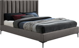 Nadia Velvet Bed - Luxe Wingback Design with High Tufted Headboard and Matte Black Metal Legs