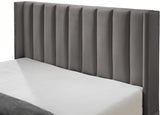 Nadia Velvet Bed - Luxe Wingback Design with High Tufted Headboard and Matte Black Metal Legs