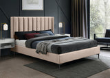 Nadia Velvet Bed - Luxe Wingback Design with High Tufted Headboard and Matte Black Metal Legs