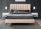 Nadia Velvet Bed - Luxe Wingback Design with High Tufted Headboard and Matte Black Metal Legs