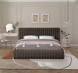 Nash Contemporary Boucle Fabric Bed with Deep Channel Tufting for Luxurious Bedroom Style