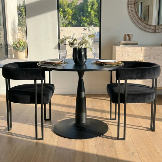 New Haven & Mia 35" Black Round Dining Table Set for 2 (3-Piece)