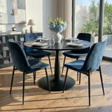 Haven & Oslo 35" Black Round Dining Table Set for 4 (5-Piece)