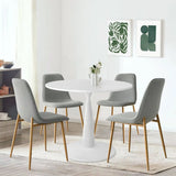 New Haven & Oslo 35" White Round Dining Table Set for 4 (5-Piece)
