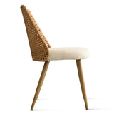 Dwen & Nice 46" Round Rattan & Beige Dining Set for 4 (5-Piece)