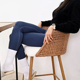 Nice Beige Rattan Upholstered Counter Stool with Arms (Set of 4)