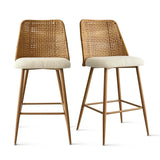 Nice 27" Rattan Upholstered Counter Stool (Set of 2)