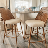 Nice 27" Rattan Upholstered Counter Stool (Set of 2)