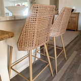 Nice 27" Rattan Upholstered Counter Stool (Set of 2)
