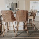 Nice 27" Rattan Upholstered Counter Stool (Set of 2)