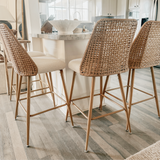 Nice 27" Rattan Upholstered Counter Stool (Set of 3)