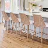 Nice 27" Rattan Upholstered Counter Stool (Set of 2)