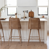 Nice 27" Rattan Upholstered Counter Stool (Set of 2)