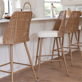 Nice 27" Rattan Upholstered Counter Stool (Set of 3)