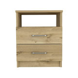 Tuhome Napoles Nightstand in Black with Two Drawers and Open Compartment, Modern Design for Bedroom or Living Room Storage