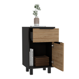 Tuhome Kaia Z Nightstand with Single Drawer, Lower Cabinet Storage, Superior Top Surface and Modern Four-Leg Design, Functional Bedside Organizer for Essential Items and Contemporary Bedroom Furniture Arrangements