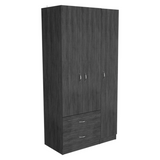 Tuhome Austral Three-Door Armoire with Double Door Hanging Cabinet, Full-Height Shelving Section, Two Spacious Storage Drawers, Modern Multi-Compartment Wardrobe for Organized Bedrooms and Versatile Home Storage