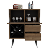 TUHOME Prunus Bar Cabinet with One Storage Cabinet, Two Spacious Drawers, Bottle Racks and Functional Top Surface Offering Modern Organization for Home Entertainment, Cocktail Preparation and Stylish Living or Dining Spaces