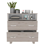 Portanova Two-Drawer Dresser with Dual Open Storage Shelves, Spacious Superior Top Surface, Four-Leg Modern Frame and Functional Bedroom Organization Design for Clothes, Accessories and Everyday Home Storage Needs