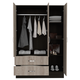 Tuhome Bolton 120 Mirrored Armoire with Metal Hardware, Double Door Cabinet, Two Drawers, Single Door with Mirror, Rods, Modern Storage Solution for Bedroom or Closet