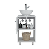 Gouda 18" Single Bathroom Vanity with Integrated Sink, Open Storage Shelf, Single-Door Cabinet and Space-Saving Modern Design for Organized Daily Use, Practical Bathroom Functionality and Contemporary Home Appeal