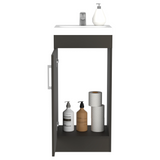 TUHOME Madrid 16" Bathroom Vanity with Single Door Storage, Resin Sink, Compact Base Cabinet, Modern Space-Saving Vanity for Small Bathrooms and Efficient Organization
