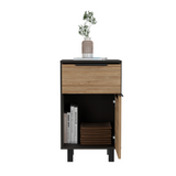 Tuhome Kaia Z Nightstand with Single Drawer, Lower Cabinet Storage, Superior Top Surface and Modern Four-Leg Design, Functional Bedside Organizer for Essential Items and Contemporary Bedroom Furniture Arrangements