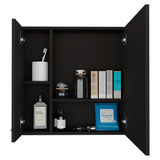 Sines Mirror Medicine Cabinet with Double-Door Mirrored Front, Four Interior Storage Shelves, Minimalist Wall-Mounted Design and Space-Saving Bathroom Organization for Daily Essentials and Modern Home Convenience