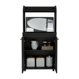 Kira Kitchen Cart with Spacious Microwave Shelf, Double-Door Cabinet with Interior Shelves, Open Storage Area, Large Countertop and Caster Wheels for Mobile Organization, Prep Convenience and Modern Kitchen Functionality
