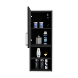 TUHOME Madrid Medicine Cabinet with Single Door, Interior Storage Shelves, External Display Shelves, Wall Mounted Bathroom Organizer with Metal Handle for Modern Compact Spaces