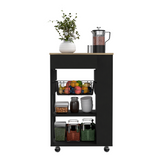 Tuhome Blosson Kitchen Cart with One Storage Drawer, Two Open Shelves, Flexible Fruit Rack, Mobile Prep Station on Four Casters, Compact Rolling Island for Extra Counter Space and Organized Modern Kitchens