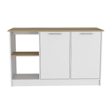Juniper Kitchen Island with Large Prep and Serving Top, Double-Door Cabinet with Interior Shelves, Dual Open Storage Shelves and Modern Space-Saving Design for Enhanced Organization, Meal Preparation and Everyday Kitchen Efficiency