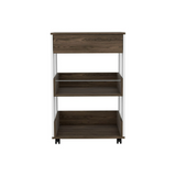 Tuhome Verona Kitchen Cart with Three Spacious Shelves, Functional Countertop Surface, Smooth Four-Caster Mobility System, Modern Multi-Level Storage Design for Organized and Efficient Everyday Kitchen Use