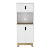 Tuhome Pamplona Microwave Tall Cabinet with Spacious Counter Surface, Multiple Storage Shelves, Upper and Lower Double Door Cabinets, Integrated Cable Management and Large Vertical Design for Modern Kitchens