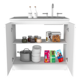 Napoles Utility Sink, Two Shelves, Double Door Cabinet