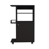 Clip Kitchen Cart with Spacious Countertop, Single-Door Storage Cabinet, Additional Rack Shelf and Smooth-Rolling Four Casters for Mobile Organization, Microwave Support