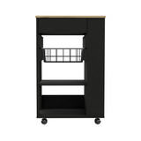 Tuhome Blosson Kitchen Cart with One Storage Drawer, Two Open Shelves, Flexible Fruit Rack, Mobile Prep Station on Four Casters, Compact Rolling Island for Extra Counter Space and Organized Modern Kitchens