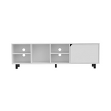 Tuhome Valdivia TV Stand for TVs up to 70", Modern Entertainment Center with Four Open Shelves, Wide Superior Top, Cable Management Openings and Five-Sturdy-Leg Base, Space-Saving Media Console in Light Oak Finish
