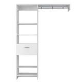 Tuhome Manchester 150 Closet System with Five Open Shelves, Single Drawer, Full-Length Metal Hanging Rod and Spacious Superior Top, Space-Saving Vertical Wardrobe Organizer for Modern Bedrooms and Efficient Clothing Storage