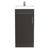 TUHOME Madrid 16" Bathroom Vanity with Single Door Storage, Resin Sink, Compact Base Cabinet, Modern Space-Saving Vanity for Small Bathrooms and Efficient Organization