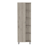 Tuhome Urano Mirror Linen Cabinet with Four Internal Shelves, Five External Display Shelves, Spacious Single-Door Compartment and Modern Tall Storage Design for Bathroom, Kitchen, Bedroom or Multifunctional Home Organization