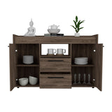 Tuhome Lyon Sideboard with Two Spacious Drawers, Double Door Cabinets with Interior Shelves, Expansive Superior Top Surface and Modern Storage Design for Elegant, Organized Living and Dining Room Environments