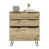 Tuhome Augusta Dresser with Three Spacious Drawers, Modern Hairpin Metal Legs, Wide Superior Top for Décor and Storage, Contemporary Bedroom Organizer for Clothes, Essentials and Small Spaces, Stylish Compact Storage Solution
