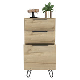 Tuhome Augusta Light Dresser with Three Spacious Drawers, Modern Hairpin Metal Legs, Wide Superior Top for Bedroom Organization, Compact Storage Solution for Small Spaces, Functional Contemporary Furniture for Any Room