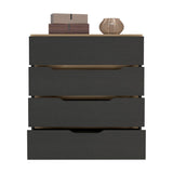 Tuhome Freestanding Compact Dresser with Four Spacious Storage Drawers, Functional Superior Top Surface, Space-Saving Modern Design for Organized Bedrooms and Practical Everyday Clothing and Accessory Storage