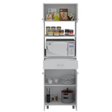 Tuhome Caribe Microwave Cabinet with Four Legs, One Drawer, and Open Storage, Ideal for Kitchen, Dining Room, or Small Spaces