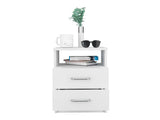 Tuhome Napoles Nightstand in Black with Two Drawers and Open Compartment, Modern Design for Bedroom or Living Room Storage