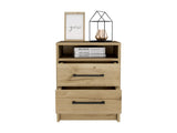 TUHOME Eter Nightstand with Two Drawers, Open Storage Shelf and Spacious Top Surface for Bedroom or Living Room Organization, Modern Minimalist Bedside Table with Functional Design for Daily Essentials