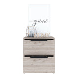 Tuhome Kaia Small Nightstand with Two Spacious Drawers and Metal Handles, Modern Bedside Storage Cabinet with Superior Top for Bedroom Organization, Compact Functional Furniture for Everyday Essentials